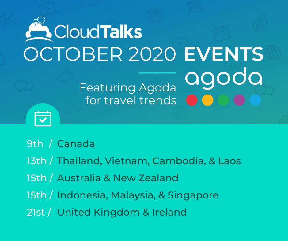 October 13th, 15th, 21st: Cloudtalks: Agoda/ Cloudbeds
